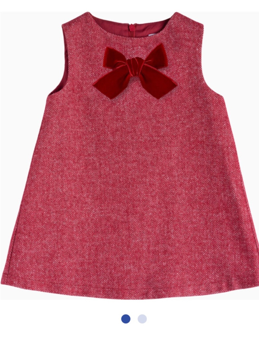 Trotters London Red Herringbone Georgina Bow Dress 4y 4T sleeveless